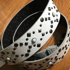 Rebecca Minkoff white multi stud guitar strap NWT